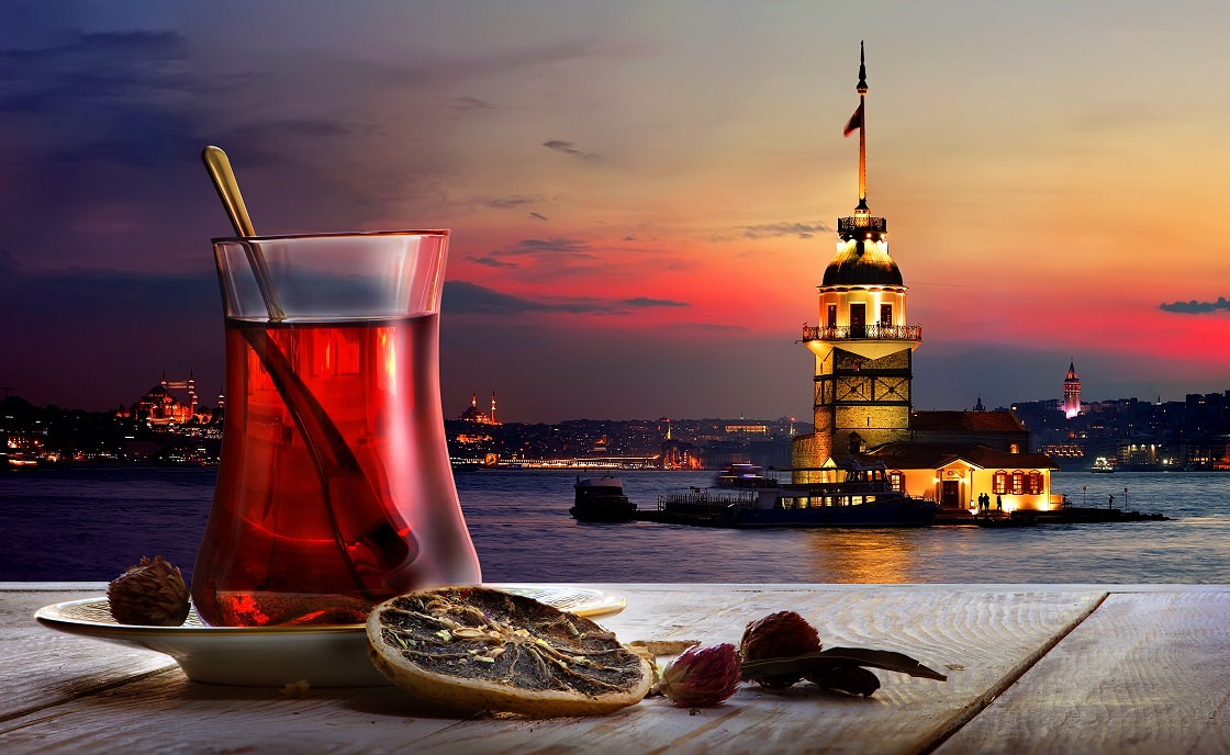 Tea and Maiden Tower Istanbul