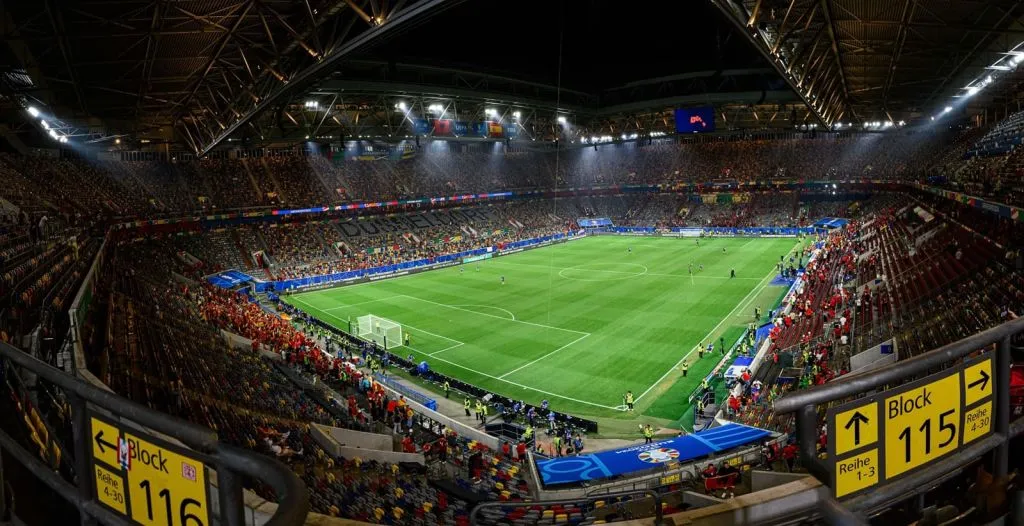 international football match stadium crowd Crowded stadium during an international football match